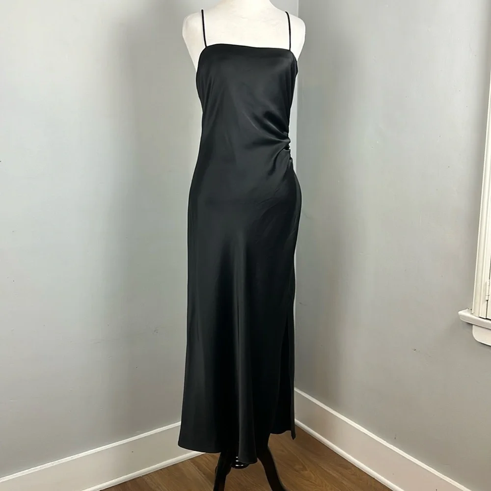 Zara Satin Slip Dress in Black Sz M LBD/ NYE✨ - Picture 3 of 16